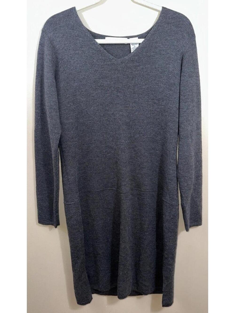 Pursuits Ltd 100 % Merino Wool Gray Dress Size Large Minimalist Career Staple